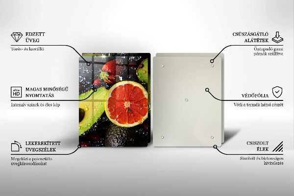 Skleněné krájecí prkénko Ovoce a zelenina