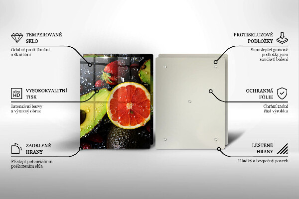 Skleněné krájecí prkénko Ovoce a zelenina