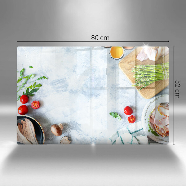 Skleněné krájecí prkénko Ingredience v kuchyni