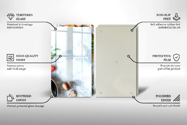 Skleněné krájecí prkénko Ingredience v kuchyni