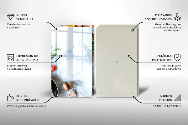 Skleněné krájecí prkénko Ingredience v kuchyni