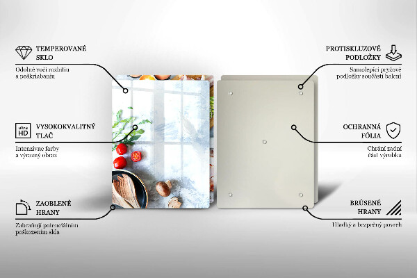 Skleněné krájecí prkénko Ingredience v kuchyni