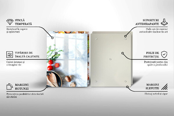 Skleněné krájecí prkénko Ingredience v kuchyni