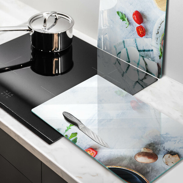 Skleněné krájecí prkénko Ingredience v kuchyni