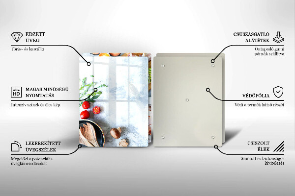 Skleněné krájecí prkénko Ingredience v kuchyni