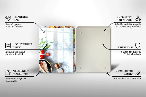 Skleněné krájecí prkénko Ingredience v kuchyni