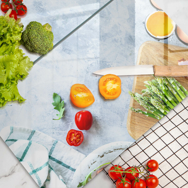 Skleněné krájecí prkénko Ingredience v kuchyni