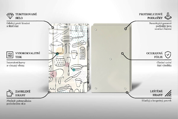 Krájecí prkénko skleněné Kuchyňské doplňky