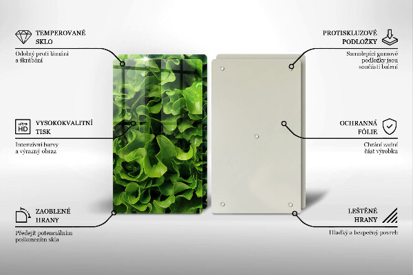 Krájecí prkénko skleněné Listy zeleného salátu