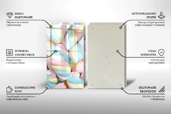 Krájecí prkénko skleněné Barevné marshmallows