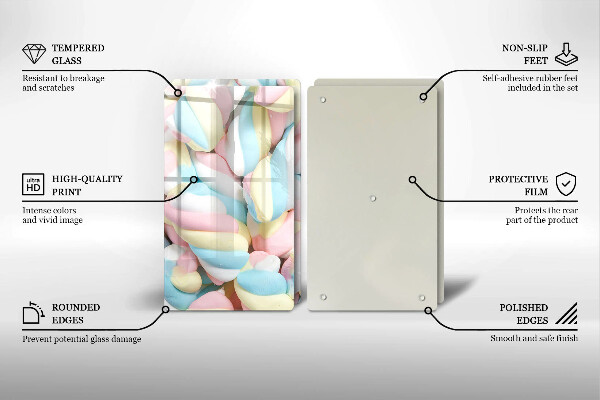 Krájecí prkénko skleněné Barevné marshmallows