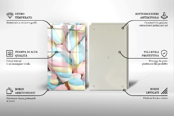 Krájecí prkénko skleněné Barevné marshmallows