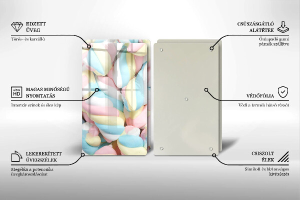 Krájecí prkénko skleněné Barevné marshmallows