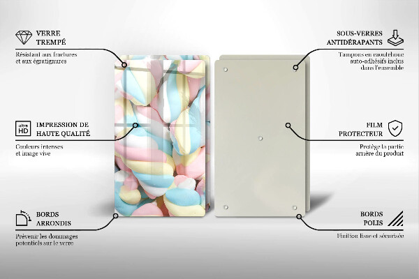 Krájecí prkénko skleněné Barevné marshmallows