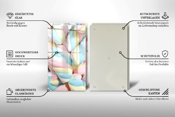 Krájecí prkénko skleněné Barevné marshmallows