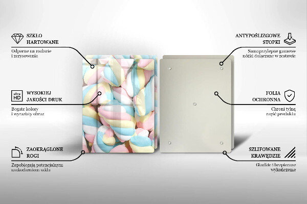 Krájecí prkénko skleněné Barevné marshmallows