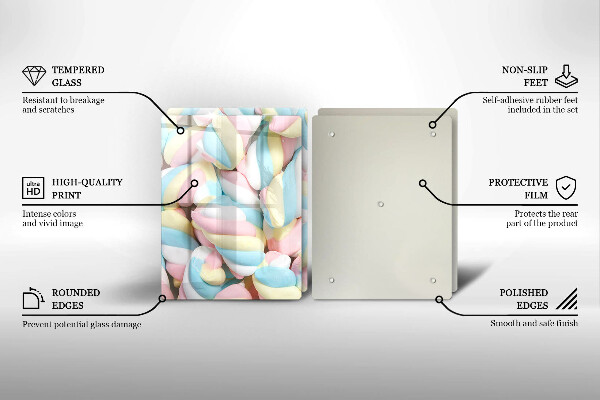 Krájecí prkénko skleněné Barevné marshmallows