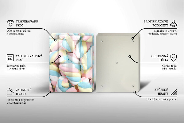 Krájecí prkénko skleněné Barevné marshmallows
