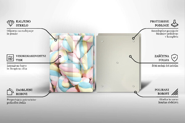 Krájecí prkénko skleněné Barevné marshmallows