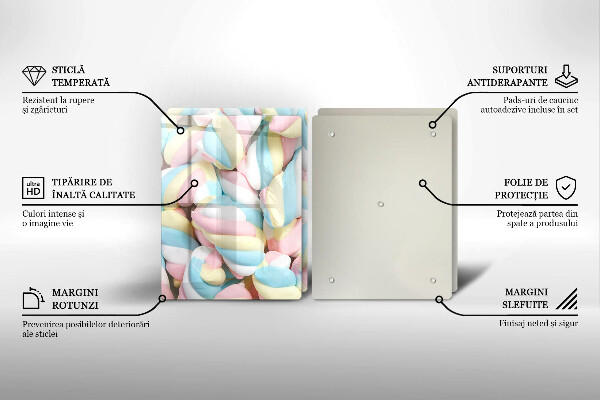 Krájecí prkénko skleněné Barevné marshmallows