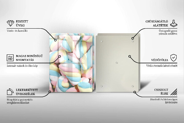 Krájecí prkénko skleněné Barevné marshmallows