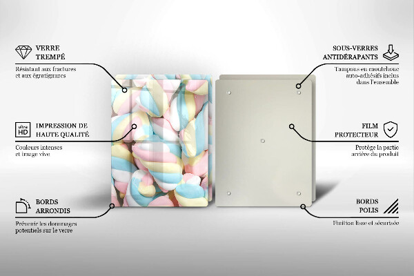 Krájecí prkénko skleněné Barevné marshmallows