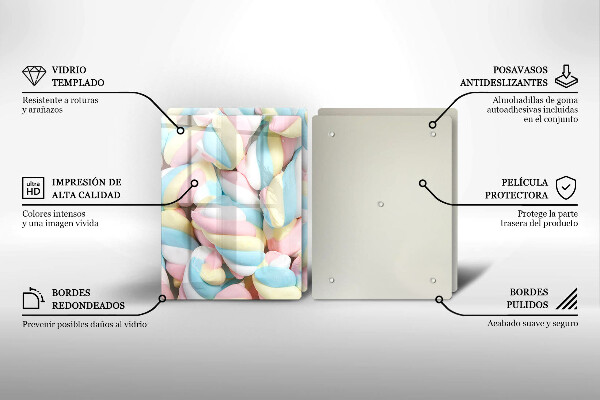 Krájecí prkénko skleněné Barevné marshmallows