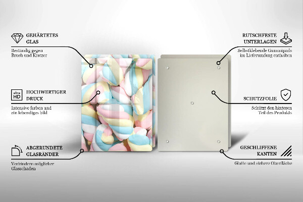 Krájecí prkénko skleněné Barevné marshmallows