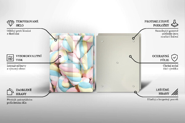 Krájecí prkénko skleněné Barevné marshmallows