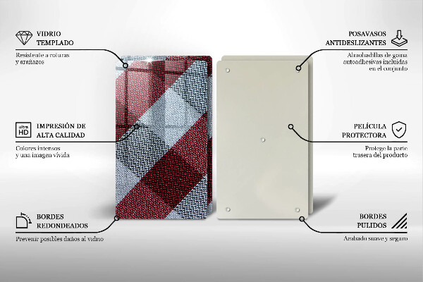 Krájecí prkénko skleněné Červeno-bílý kostkovaný vzor