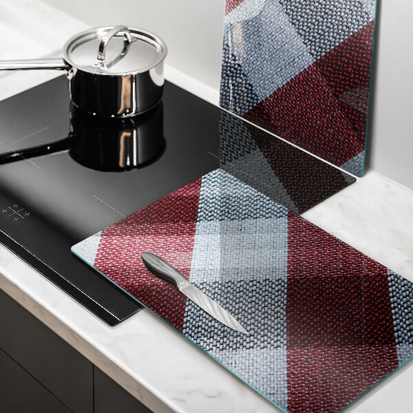 Krájecí prkénko skleněné Červeno-bílý kostkovaný vzor