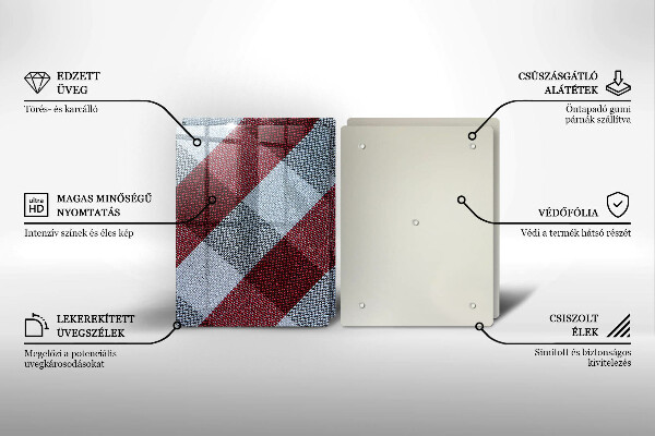 Krájecí prkénko skleněné Červeno-bílý kostkovaný vzor