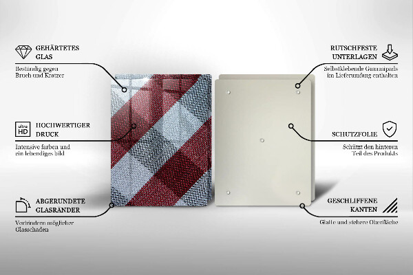 Krájecí prkénko skleněné Červeno-bílý kostkovaný vzor