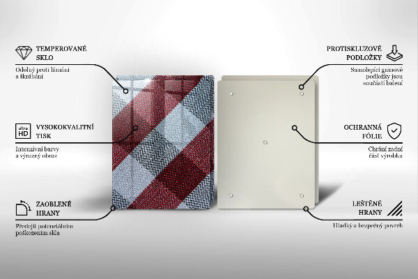 Krájecí prkénko skleněné Červeno-bílý kostkovaný vzor