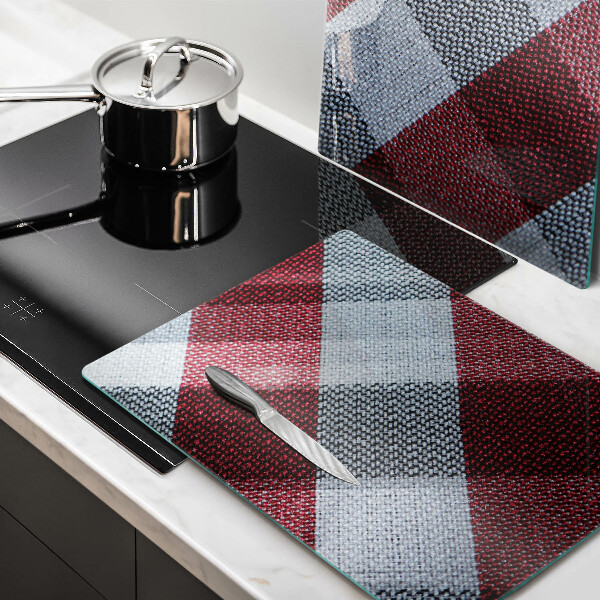 Krájecí prkénko skleněné Červeno-bílý kostkovaný vzor