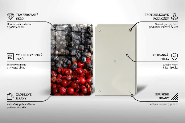 Krájecí prkénko skleněné Černý pepř