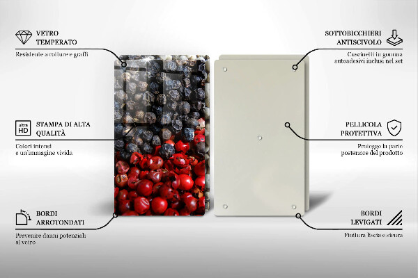 Krájecí prkénko skleněné Černý pepř