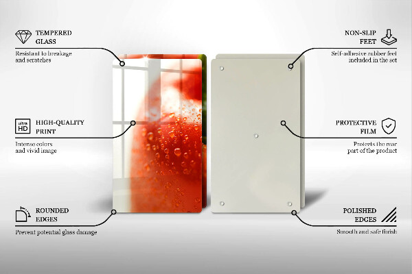 Krájecí prkénko skleněné Červená paprika