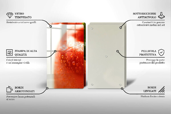 Krájecí prkénko skleněné Červená paprika