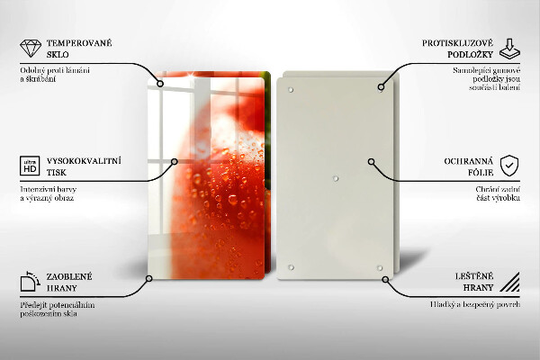 Krájecí prkénko skleněné Červená paprika