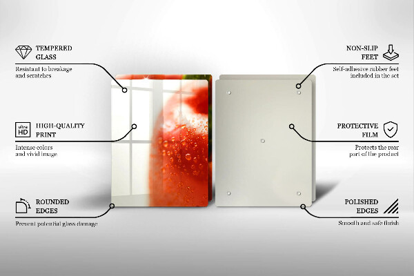 Krájecí prkénko skleněné Červená paprika