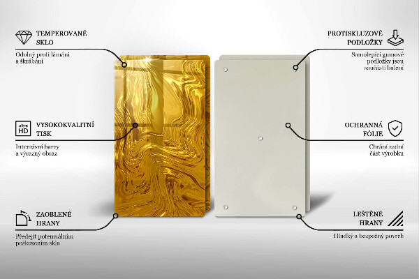 Krájecí prkénko skleněné Zlatá textura