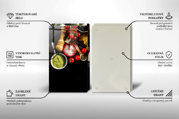 Krájecí prkénko skleněné Italské přísady a koření