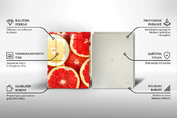 Krájecí prkénko skleněné Plátky grapefruitu