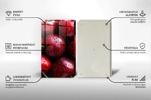 Krájecí prkénko skleněné Detailní záběr třešní