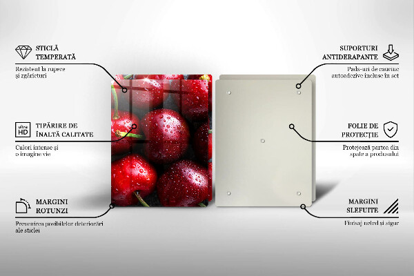 Krájecí prkénko skleněné Detailní záběr třešní