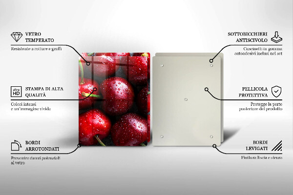 Krájecí prkénko skleněné Detailní záběr třešní