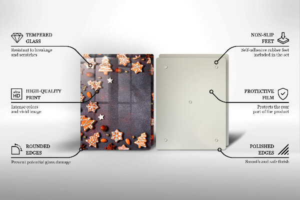 Krájecí prkénko skleněné Perníkové vánoce