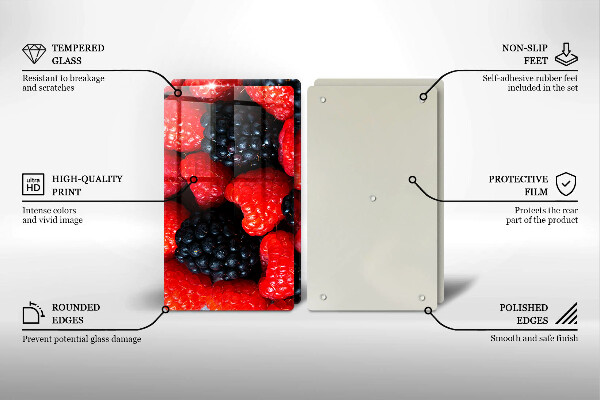 Krájecí prkénko skleněné Maliny a ostružiny