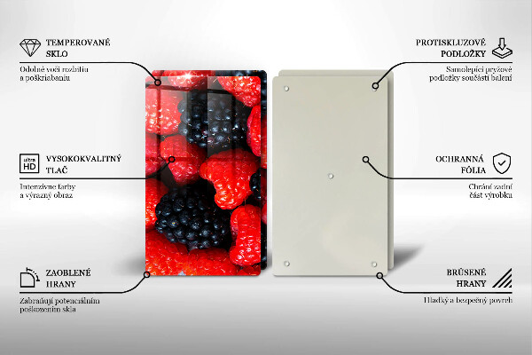 Krájecí prkénko skleněné Maliny a ostružiny